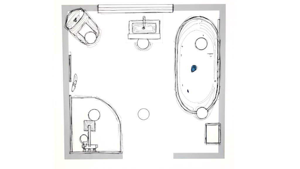 A bathroom layout plan