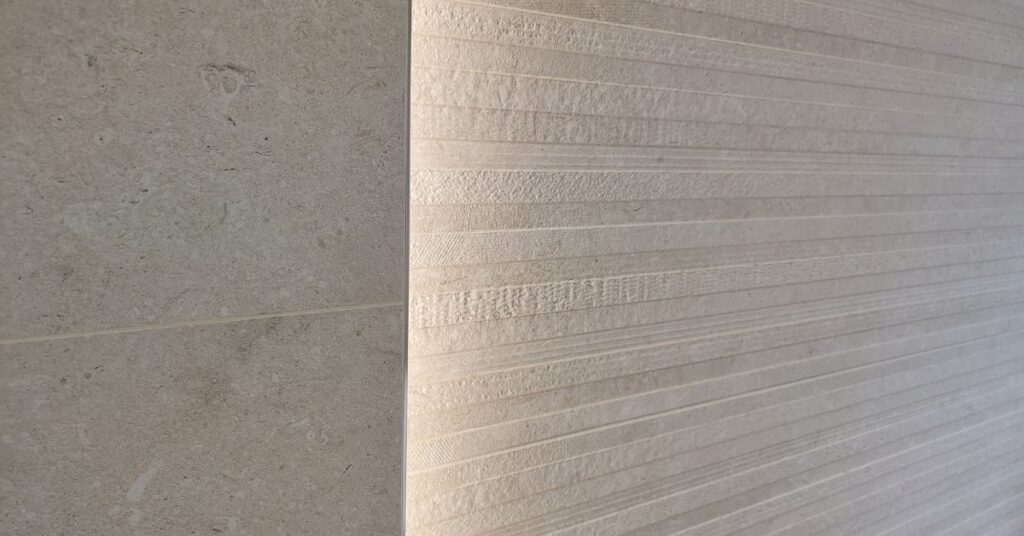 Large format tiles with LED light.