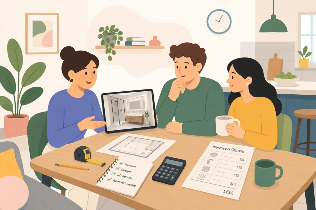 AI image of people discussing home design